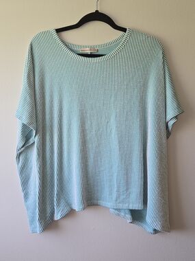 Zenana Outfitters Mint Ribbed Short Sleeve Tunic Size L/XL